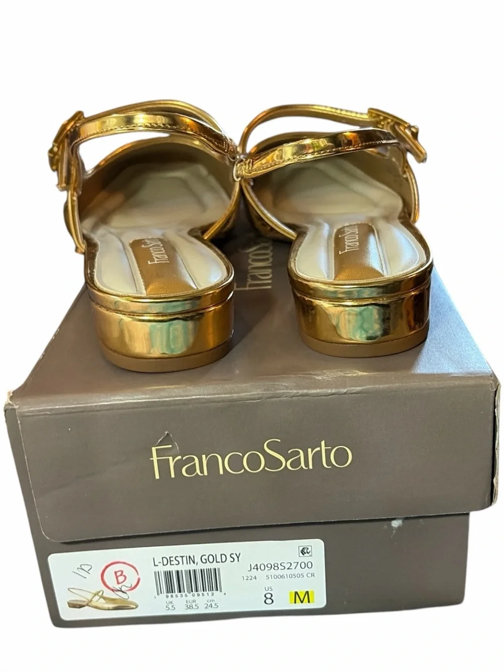 NIB Franco Sarto gold L-Destin slingback flats